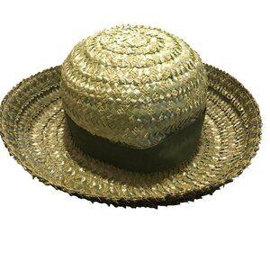 Straw Hat Women's Vtg Union Made USA 50s Green Variegated